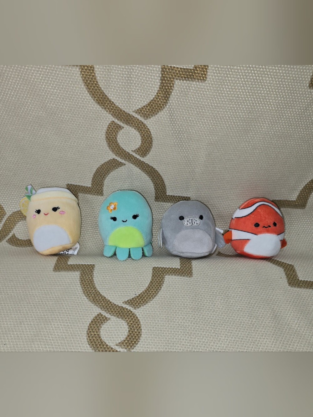 Squishmallows 2" Squishville Plush Lot of 4 Fish, Manatee, Lemonade & Octopus